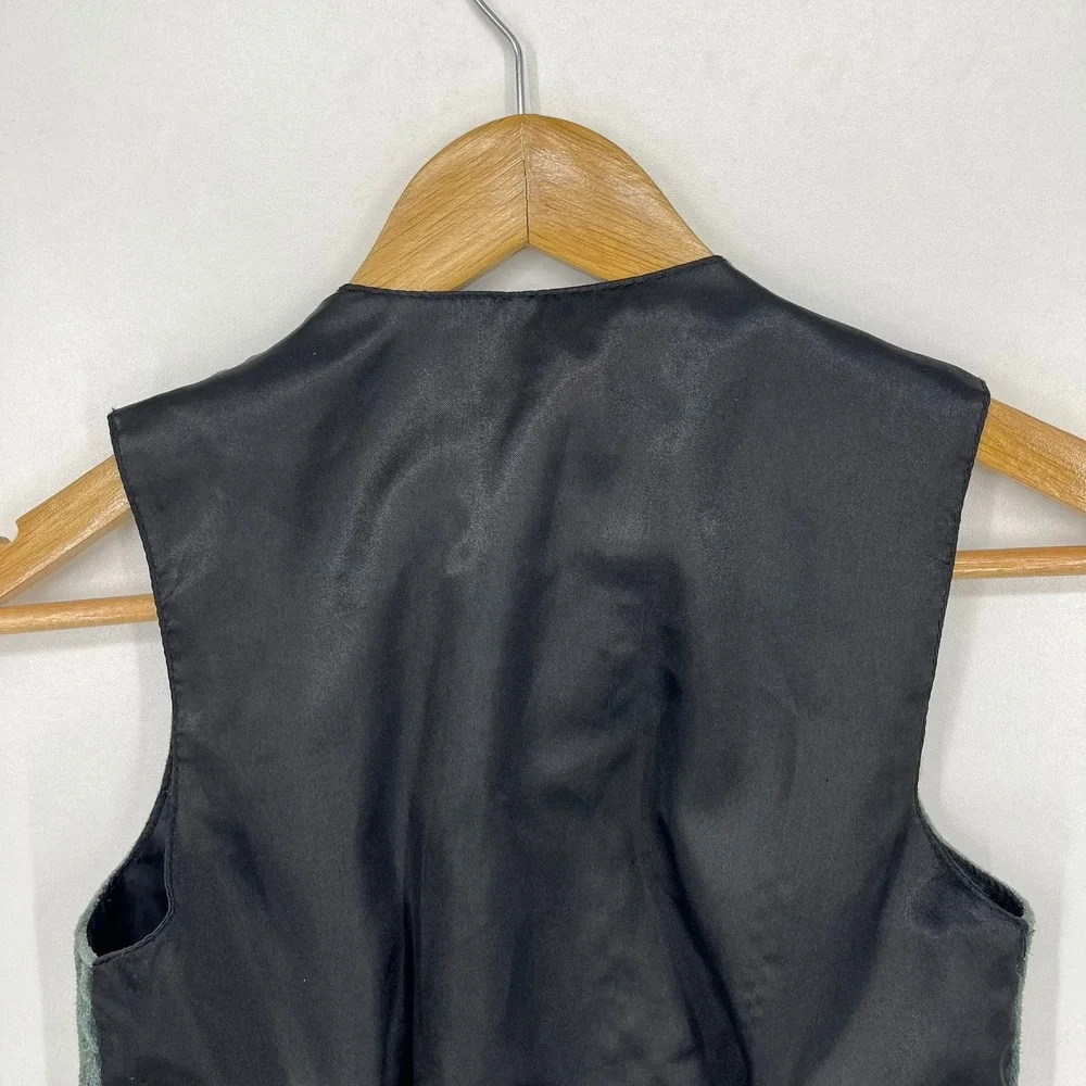 Scully Kids Green Suede Leather Western Vest Silver Tone Button Snap Size S